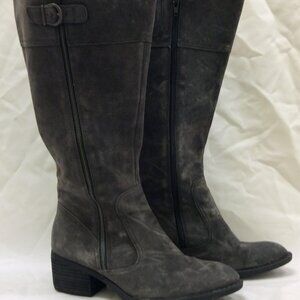 Born Cupra Dark Grey Suede Leather Knee High Boots sz 10